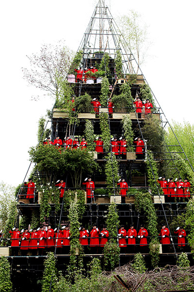 A pyramid of pensioners at the Chelsea Flower Show