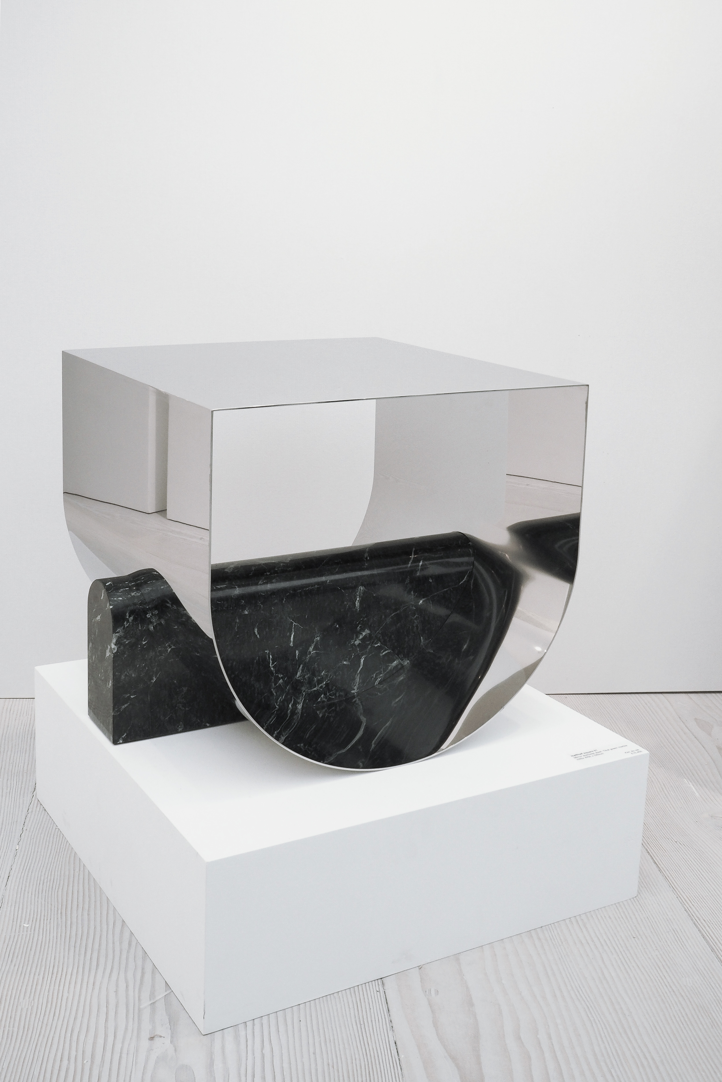  Stainless steel and marble minimalist sculpture, Kim Jin-Sik