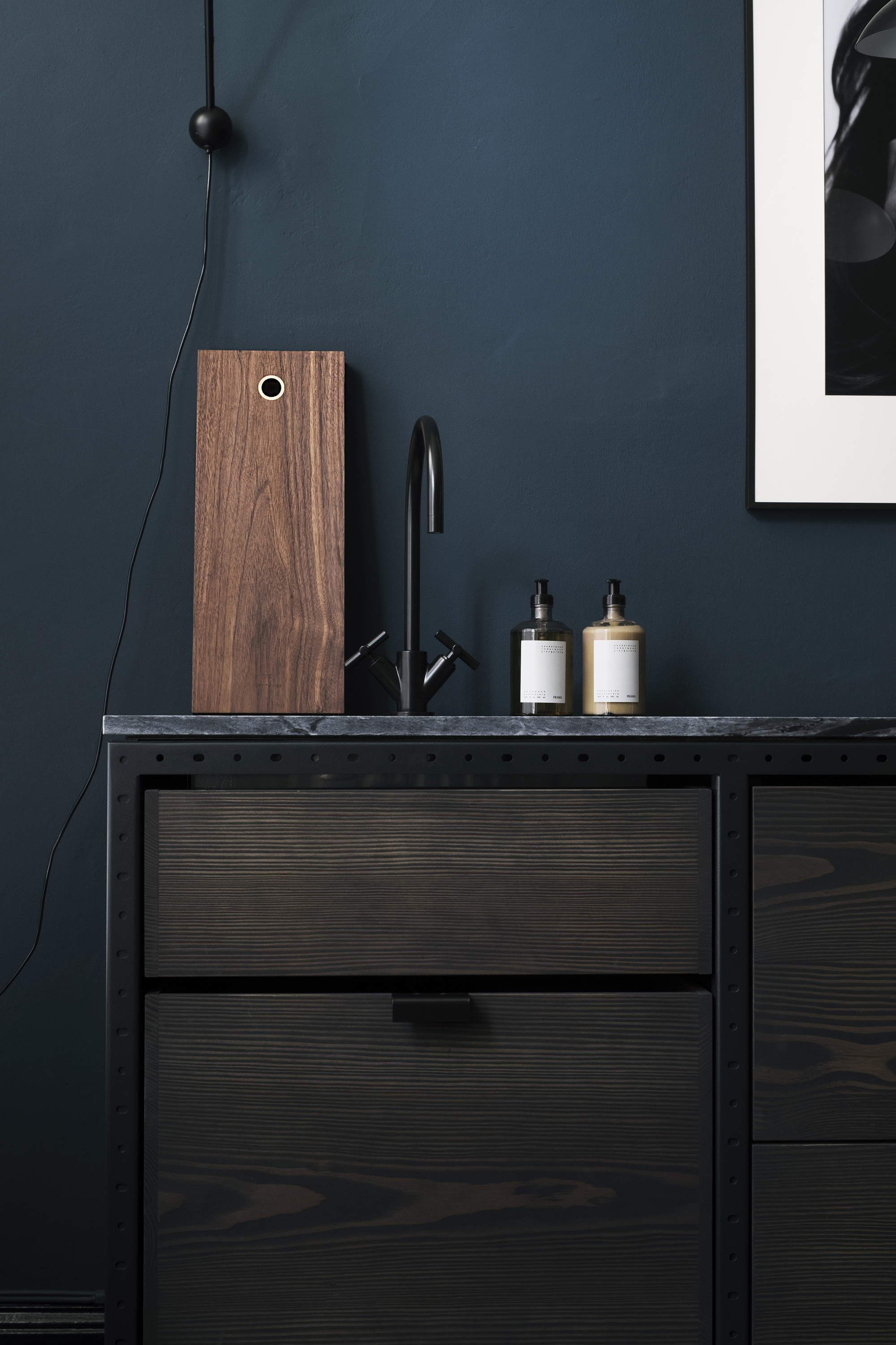 A Scandinavian blue kitchen