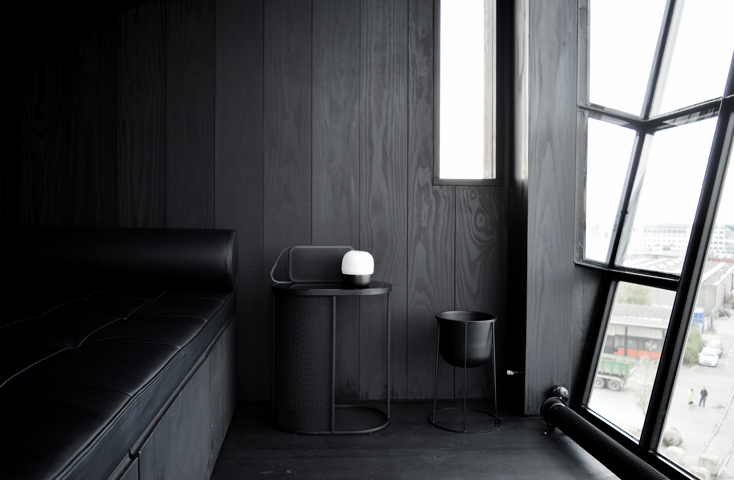 A modernist and mininal lounge room. The Krane, Copenhagen 